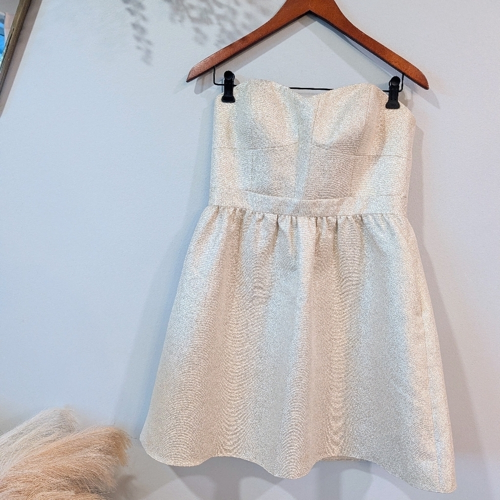 Aidan Mattox Shimmering Cream Gold Mini Dress Size 12